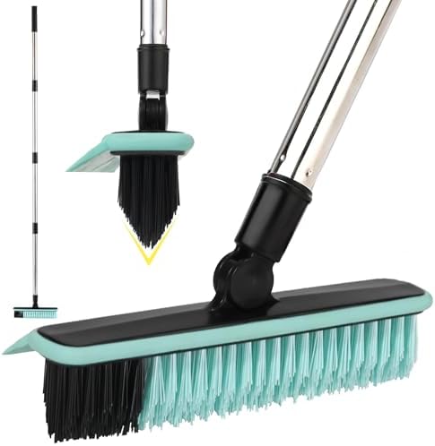Grout Cleaner Brush with Long Handle, V-Shaped Floor Scrub Brush Swivel Grout Brush Stiff Bristle Floor Grout Scrubber for Bathroom, Tile Line, Crevice, Kitchen, Wall, Deck, Garage (Green) by RarefRoom