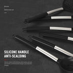 oannao Large Silicone Cooking Utensils Set - Heat Resistant Kitchen Utensils Sets,Spatula,Spoon,Turner Tongs,Whisk,Stainless Steel Cooking Utensil for Nonstick Cookware Dishwasher Safe (Black) - Image 2