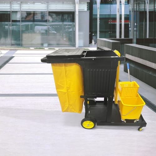 Commercial Janitorial Cart with Key-Locking Cabinet | 500 Lbs Capacity 48" D x 19" W x 39" H Cleaning Carts on Wheels | Janitorial Supplies Housekeeping Cart for Business School Office - Image 3