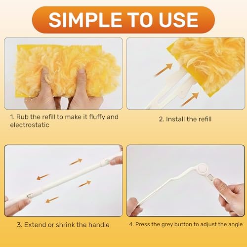 Heavy Duty Duster Refills 30 Pack, 360° Multi Surface Feather Dusters Kit with Extendable 3FT Handle, Disposable Microfiber Dusters for Cleaning Furniture, Blinds, Ceiling Fan & Car - Image 5