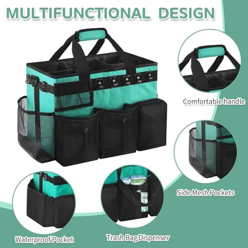 Boczif Cleaning Caddy Bag Wearable,Cleaning Caddy Supplies Organizer(Green) - Image 2