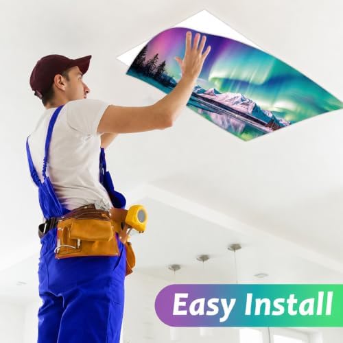 6 Pack Fluorescent Light Covers with 60 Magnets Decorative for Classroom Ceiling Lights 4 x 2 Feet Magnetic Light Covers Filter Easy Install for Office Home Hospitals Drop Ceiling Supply (Blue Aurora) - Image 6