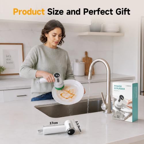 Electric Spin Scrubber, Cordless Power Scrubber & Electric Cleaning Brush with Replaceable Heads, Dual Speed IPX7 Waterproof Handheld Scrubber for Bathroom, Shower, Sink, Window, Tile Cleaning - Image 7
