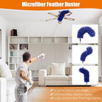 4 Pcs Microfiber Cobweb Duster with 100-inch Extendable Pole, Washable and Reusable Feather Cleaning Duster Kit with 3 Duster Heads,Dusters for Cleaning with Telescopic Pole for High Ceiling Fan,Blue - Image 5