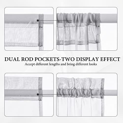 MIULEE Light Grey 25 x 72 Inches Sidelight French Door Sheer Curtains - Image 5