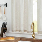 jinchan Beige Rustic Linen Rod Pocket Kitchen Curtains, 26x36, 2 Panels - Image 6