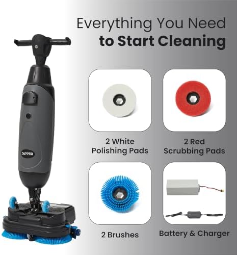 Battery Powered Portable Hand Held Walk Behind Floor Scrubber Machine 17" Cleaning Path, 17.5" Squeegee, 1.2 Gal Tank Up to 13,000 Sq. Ft./Hr. - Image 4