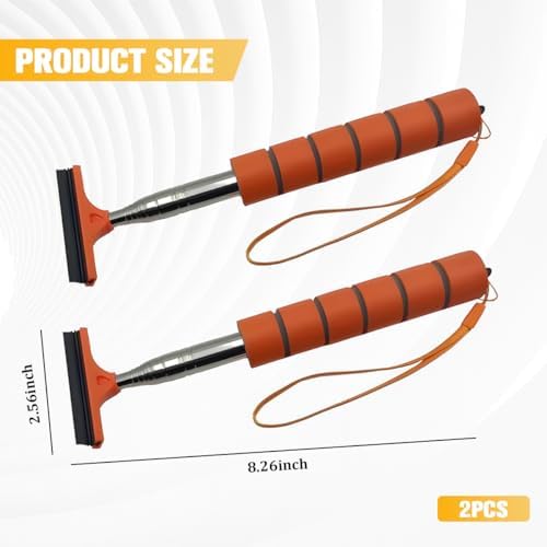 2PCS Car Side Mirror Squeegee, Retractable Vehicle Rear View Mirror Cleaning Wiper for Rainy Foggy Weather, Portable Auto Window Glass Cleaner Squeegee, Universal Fit (Orange) - Image 2