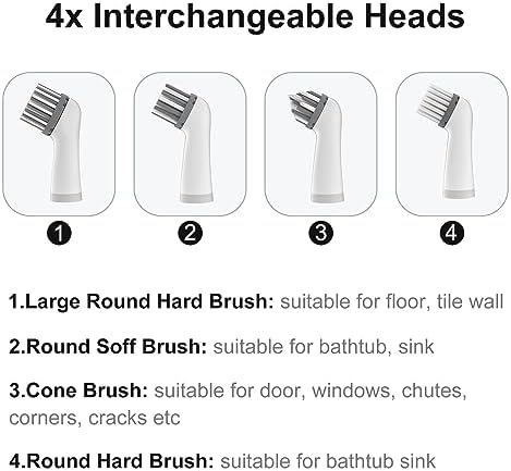 Electric Cleaning Brush with 4 in 1 Multiple Brush Heads, Indoor Household Cordless Motorized Brush for Bathroom Toilet Kitchen Tile Crevice(Grey) - Image 4
