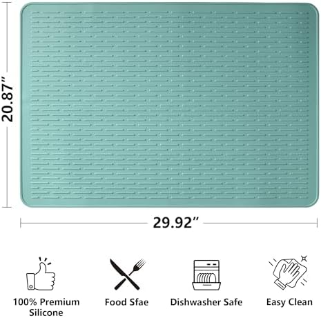 Stove Top Cover for Electric Stove- Range Covers for Electric Stove,Silicone XXL Dish Drying Mat, Glass Cooktop Covers, Flat RV Range top Mats (Aqua, 30"x21") - Image 2