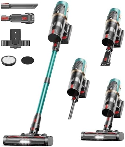 Cordless Vacuum Cleaner, Upgraded 580W 48KPA 65Mins Vacuum Cleaners for Home, Cordless Stick Vacuum Cleaner with Self-Standing and LED Screen, Anti-Tangle Wireless Vacuum for Pet Hair/Carpets/Floors by CHEBIO