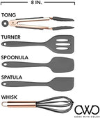 COOK WITH COLOR Silicone Cooking Utensils, Kitchen Utensil Set, Easy to Clean Silicone Kitchen Utensils, Cooking Utensils for Nonstick Cookware, Kitchen Gadgets Set, Mini, Gray - Image 5