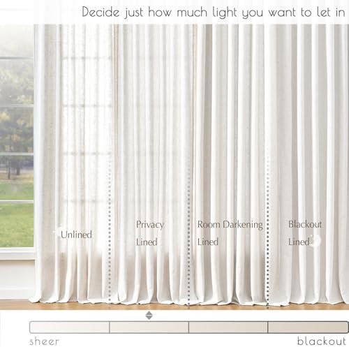 jinchan Linen Tier Curtains with Lined, 26x24, 2 Panels, Beige White - Image 7