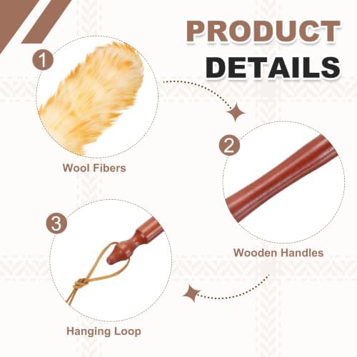uxcell Wool Duster, 24.4" Natural Feather Cleaner Household Cleaning Duster with Solid Wooden Handle for Cleaning Fans Window Blinds Shelves Furniture, White Gold - Image 3