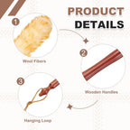 uxcell Wool Duster, 24.4" Natural Feather Cleaner Household Cleaning Duster with Solid Wooden Handle for Cleaning Fans Window Blinds Shelves Furniture, White Gold - Image 3