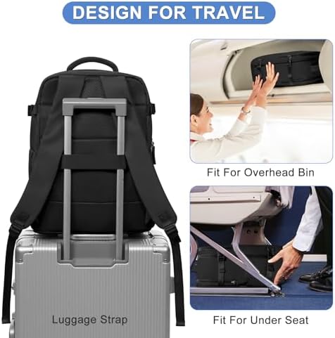 coofay Large Travel Backpack For Women Airline Approved Carry On Waterproof Sports Luggage Casual Daypack Small Hiking Backpack Black - Image 7