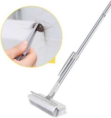 Grout Scrub Brush with 42" Long Handle Double-Sided Floor Scrub Brush V-Shape Grout Cleaner with Squeegee 180° Rotating for Tile Floors, Baseboards, Wall - Image 6