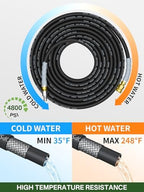 3/8" 4800PSI Pressure Washer Hose 50FT Swivel Quick Connect - Image 3