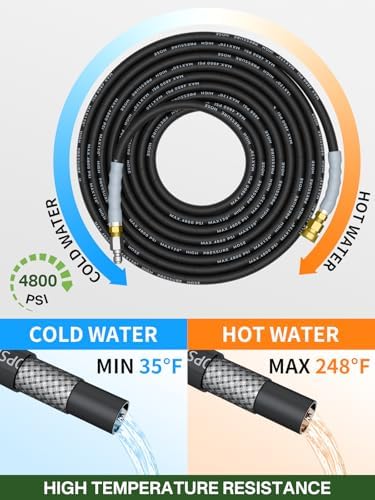 3/8" 4800PSI Pressure Washer Hose 100FT Swivel Quick Connect - Image 3
