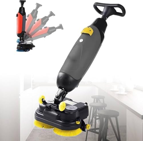 Portable Commercial Floor Scrubber, 360° Rotating Walk-Behind Mini Floor Cleaner, 16.9" Wide for Wood, Vinyl, Terrazzo, PVC, Marble - Professional Cleaning Machine,Gray by Unknown