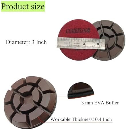 Diamond Floor Polishing Pads, 3 Inch Resin Bond Hook and Loop Polishing Pucks for Concrete, Terrazzo, Marble, Granite, Grit 30, 9PCS - Image 4