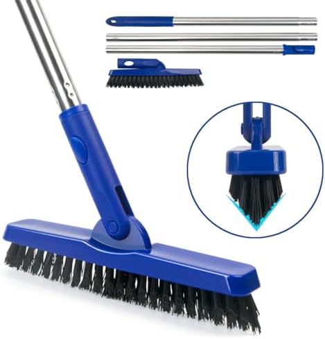 CELOX Grout Brush with Long Handle V-Shape Grout Line Scrubber with Stiff Bristle for Deep Cleaning Tile Grout, Blue - Image 2
