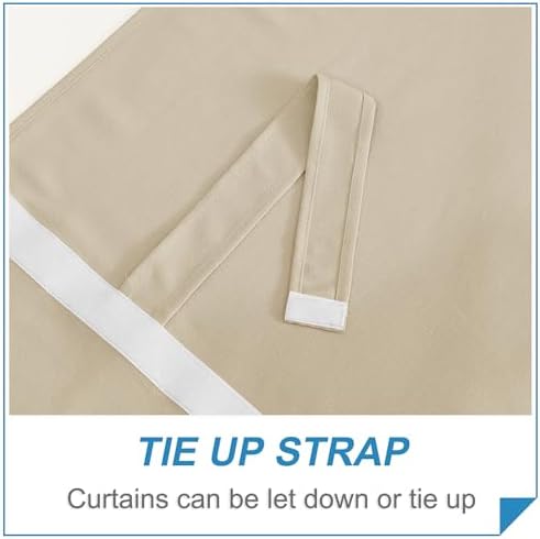 RYB HOME Thick Faux Linen Weave Textured Curtains for French Door Tie up Window Covers Sidelight Door Curtains Blinds for Patio, 1 Piece, 26W x 80L Inches,Light Beige - Image 4