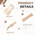 uxcell Wool Duster, 24.4" Natural Feather Cleaner Household Cleaning Duster with Solid Wooden Handle for Cleaning Fans Window Blinds Shelves Furniture, White Coffee - Image 3