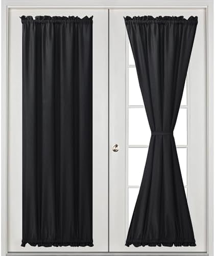 Hiasan French Door Curtains for Small Window, Black, 24W x 72L, 1 Panel - Image 2