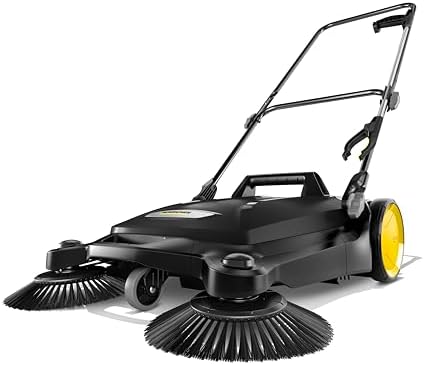 Kärcher Walk Behind Outdoor Push Sweeper S 4 Twin Go!Further for Workshops, Sidewalks, Driveways or Garages with Debris Grabber 5.25 Gallon Capacity, 26.8" Sweeping Width by K%C3%A4rcher
