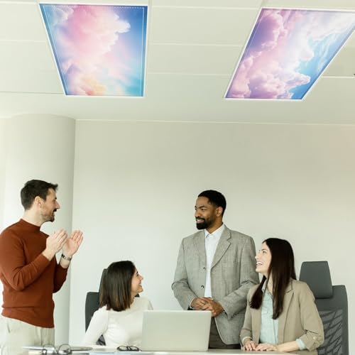6 Pcs Fluorescent Light Covers with 60 Magnets Decorative for Classroom Ceiling Light 4 x 2 Feet Magnetic Lights Covers Filter Easy Install for Office Hospitals & Home Drop Ceiling Supplies (Cumulus) - Image 4