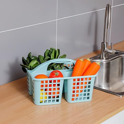 Portable Shower Caddy Basket Plastic Storage Basket with Divided Light Blue - Image 4