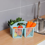 Portable Shower Caddy Basket Plastic Storage Basket with Divided Light Blue - Image 4