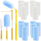 200 Pcs Disposable Dusters Refills with 2 Handle, Blue,White by Ferrochef