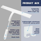 12 Inch Silicone Shower Squeegee for Glass Doors with Microfiber Cloth & Hook, Streak-Free Window Cleaner for Bathroom Mirror Tile Car, No-Scratch Squeegee with Rustproof Metal Core (White) - Image 3