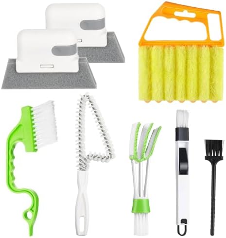 8 Pcs Hand-held Groove Gap Cleaning Tools - Door Window Track Crevice Cleaning Brushes Blind Cleaner Duster, Window Magic Cleaning Brush for Shower Door, Car Vents, Air Conditioner, Keyboard by Machomby