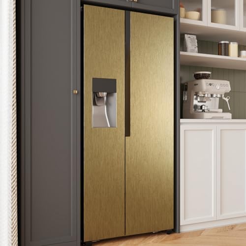 CRE8TIVE Brass Gold Stainless Steel Contact Paper for Appliances Brushed Metallic Gold Peel and Stick Wallpaper 12"x80" Waterproof Heat Resistant Vinyl Film for Kitchen Dishwasher Fridge Oven Covers - Image 6