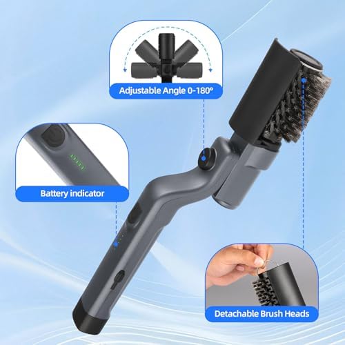 Upgraded Electric Grill Brush, Cordless Rechargeable Grill Cleaning Brush with Adjustable Angle, Stainless Steel Brush Head, 3-Speed Power, 90-Min Runtime, Waterproof Cleaner for BBQ Grates (Gray) - Image 5