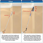 Wall Cleaner, Max 66'' Wall Mop with Long Handle, Ceiling Dust Mop with 15° Labor-Saving Elbow Extension Pole, Baseboard Duster Washer Scrubber, High Reach Window Cleaning Brush, Roof Cleaning Tool-BU - Image 4