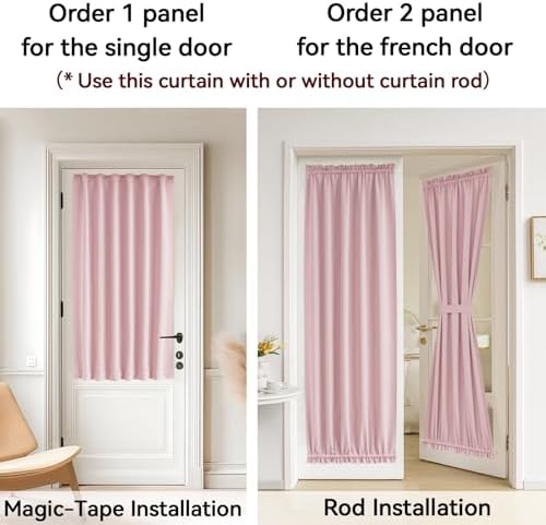 Vatge Sidelight Curtains for Front Door, Sidelight Curtains for Narrow Door Window, 1 Panel, W12 x L72, Baby Pink - Image 4