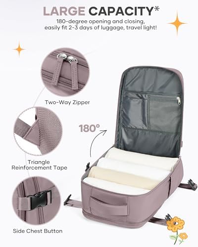 Travel Backpack Carry On Flight Aapproved Personal Item Travel Bag Mochila De Viaje Travel Backpack For Men Spirit Airlines Personal Item Bag 18x14x8 Carry On Backpack For Airplanes Lotus Root Pink - Image 5
