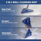BOOMJOY Wall Cleaner Mop with 82 Inches Long Handle, Baseboard Cleaner Tool Duster with Squeegee, Ceiling Cleaning Tool with 6 Replacement Pads for Painted Walls, Window, Floor - Blue - Image 4