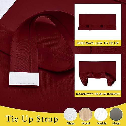 NICETOWN Burgundy Red Tie Up Curtains for French Back Door Windows Cover - Image 2