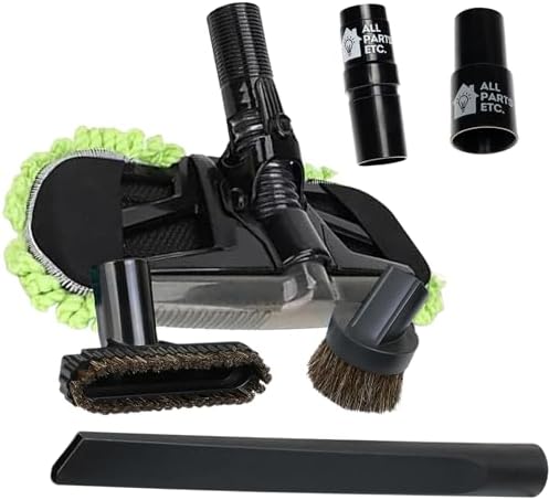 Vacuum Attachments for 1.25" Vacuum Accessories, Dust Mop, Dust Brush, Crevice Tool, Upholstery, 2 Adapters Compatible with Shop Vac, Oreck, Miele, Shark, Hoover, Bissell (6-Pack Mop) by ALLPARTSETC
