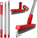 2 Pack Grout Brush with Long Handle, Swivel Cleaning Grout Line Scrubber - Extendable Durable Handle Grout Cleaner Brush for Bathroom,Tile,Baseboard,Walk in Shower,Corner & Narrow Space (Red) by ITTAHO