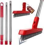 2 Pack Grout Brush with Long Handle, Swivel Cleaning Grout Line Scrubber - Extendable Durable Handle Grout Cleaner Brush for Bathroom,Tile,Baseboard,Walk in Shower,Corner & Narrow Space (Red) by ITTAHO