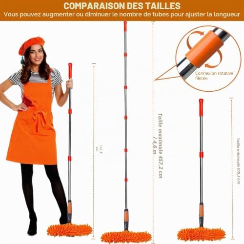 20 ft+ Reach Squeegee Window Cleaner Duster 2 in 1 Rotatable Window Cleaning Tool Kit with 3-14 ft Extension Pole, Window Washing Equipment for Indoor Outdoor Window Car Glass - 3 Pads - Image 4