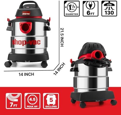 Shop-Vac 5989305 5 Gallon 4.5 Peak HP Wet/Dry Vacuum with Blower Function - Image 3
