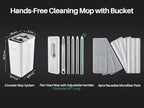 JOYMOOP Mop and Bucket Set, Commercial & Household Use, Flat Mops for Floor Cleaning, Wall Mop Cleaner with Long Handle, Hardwood Floor Mop with 6 Microfiber Pads - Image 4