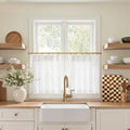 jinchan Linen Pinch Pleated Back Tab Tier Curtains, 26x20, White by JINCHAN